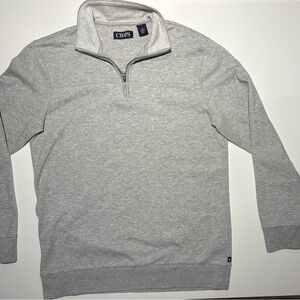 Chaps Light Gray Zip-Up Sweater